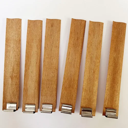 GDJIEDE - 20 mecha de madera ondulada de 0.79 pulgadas de ancho por 4.72 pulgadas de alto+base de metal para hacer velas de madera sin humo
