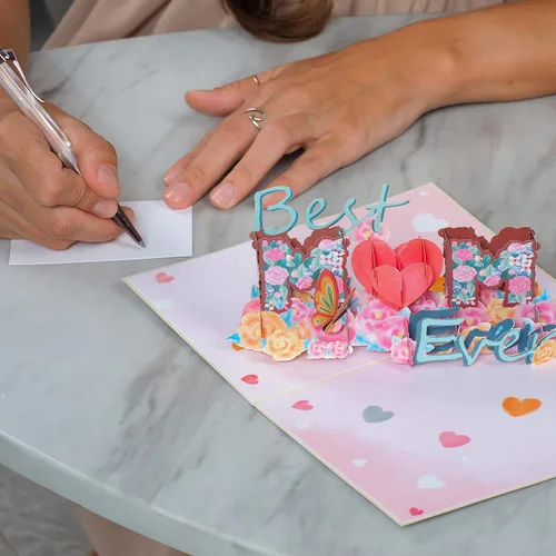 Miniatura 5 de Paper Love Best Mom Pop Up - Tarjeta de felicitación para el día de la madre hecha a mano en 3D, tarjetas de felicitación para el día de la madre, 5