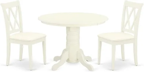 Miniatura 7 de East West Furniture SHCL3-BLK-C - Juego de mesa de comedor moderno de 3 piezas que contiene una mesa de cocina redonda con pedestal y 2 sillas