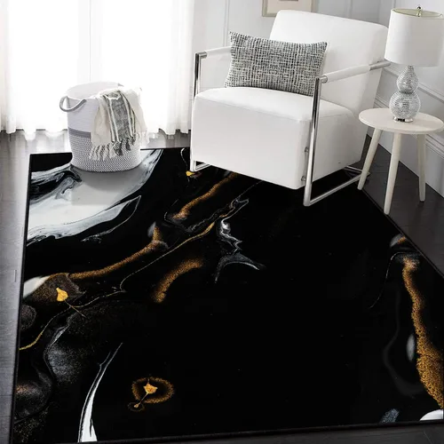 Miniatura 14 de Alfombra abstracta moderna de 2 x 3 pies, alfombra de baño con textura de mármol azul, antideslizante, lavable, alfombra de pelo bajo