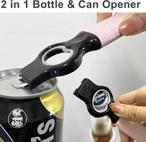 Miniatura 2 de Abridor de latas de soda y abridor de botellas de cerveza de camarero con mango de silicona de 10.7 cm de largo, abridor de pestañas de lata Pop Top