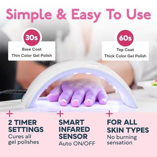 Miniatura 2 de SUNUV Lámpara de uñas LED UV, guantes de luz UV para uñas de gel, guantes sin dedos con protección UV, secador de uñas para lámpara de curado