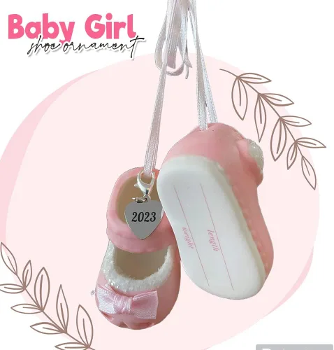 Miniatura 3 de Ganz Zapatos de bebé niña adornos personalizados rosa fechado 2023 botines de adorno de la primera Navidad para nuevos padres, nacimiento
