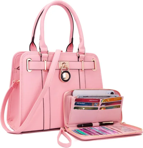 Miniatura 21 de Conjuntos de bolsos para mujeres, bolsos de hombro con asa superior, maletín de trabajo, conjunto de carteras tipo tote con billetera a juego, 2