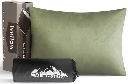 Miniatura 12 de Almohada de viaje de espuma viscoelástica Ivellow - Compacta, ligera, transpirable y hipoalergénica - Adultos y niños - Camping, senderismo, viajes