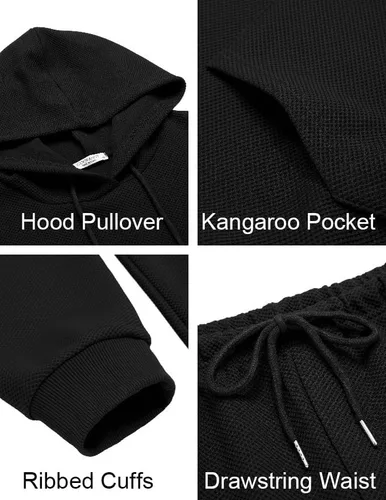 Miniatura 5 de COOFANDY Men's Tracksuits 2 Pieces Waffle Hoodies Sweatsuit Sets Sports Jogging Suit Set