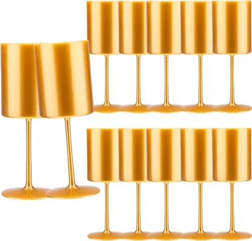 Miniatura 11 de Paquete de 12 copas de vino de plástico de 10 onzas, grandes y reutilizables, copas de champán vintage con tallo, vasos acrílicos inastillables