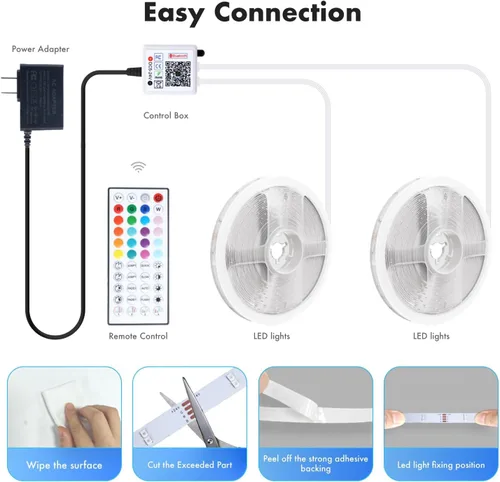 Miniatura 7 de Tira de luces LED para dormitorio, 2025 doble fila de 30.5 m, 960 LEDs RGB, tiras de luces sincronizadas con música, cambio de color, control remoto