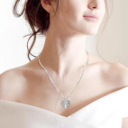 Miniatura 5 de Collar de alas de ángel de plata de ley 925 con colgante de ángel de la guarda con dije de ángel, joyería de regalo para mujeres, niñas y hombres
