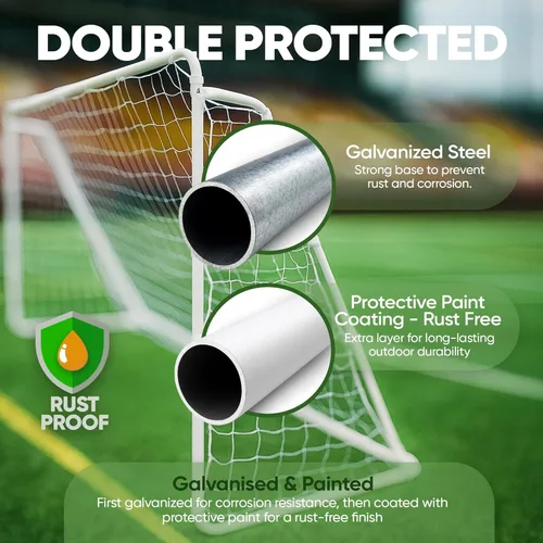 Miniatura 4 de Portería de fútbol 12×6 – Larkon – Tamaño para patio trasero, entrenamiento y torneo – Estructura de acero resistente al óxido para niños y adultos
