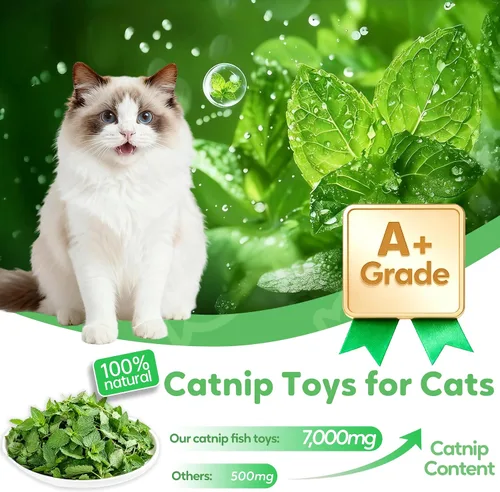 Miniatura 2 de Juguetes de hierba gatera Saury Fish, Cat & Kitten Chew Kicker Juguetes interactivos arrugados para gatos adultos aburridos en interiores y gatitos