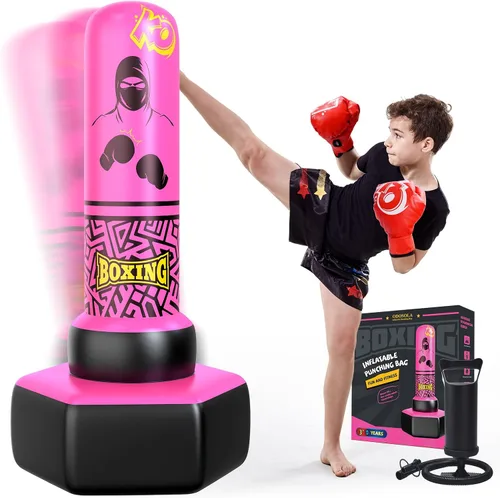 Miniatura 9 de ODOSOLA 67'' Inflatable Punching Bag Freestanding for Kids Aged 3-12 – Heavy Duty Boxing Set for Karate & Taekwondo, Stable Boxing Bag Active Kids