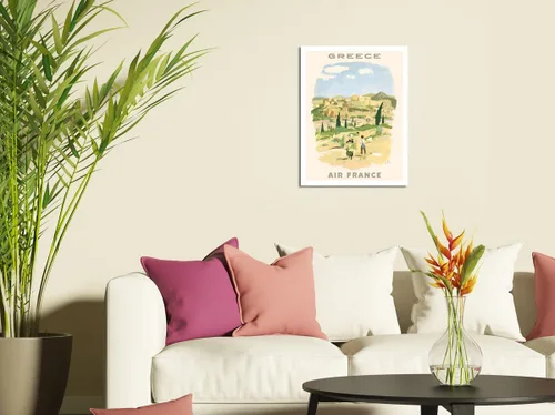 Miniatura 3 de Greece - Acropolis of Athens - France - Vintage Airline Travel Poster by Georges Beuville c.1958 - Fine Art Rolled Canvas Print 11in x 14in