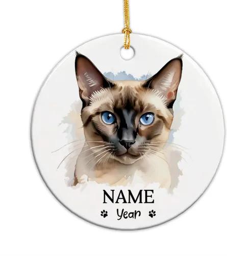 Miniatura 16 de Adornos de Navidad abisinios 2026, adorno de cerámica con nombre personalizado de gato, regalo de gato abisinio para hombres y mujeres, amantes