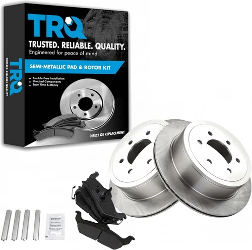 Miniatura 101 de TRQ Juego de pastillas de freno semimetálicas traseras y rotores compatibles con Chevrolet Trailblazer 02-06 Trailblazer EXT 04-06 SSR 02-07 GMC