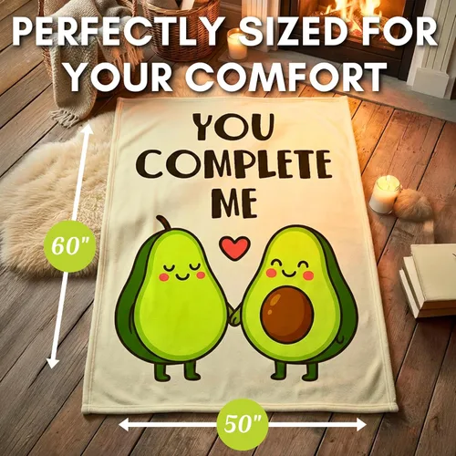 Miniatura 5 de Ethisa Manta de aguacate para parejas de 50 x 60 pulgadas, divertida manta de forro polar para San Valentín, aniversario, boda, regalo romántico