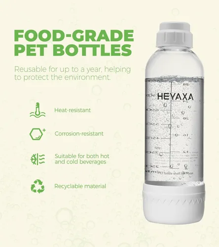 Miniatura 7 de HEYAXA Máquina para hacer agua gasificada, máquina para hacer refrescos rápidamente para crear refrescos, incluye 2 botellas de carbonatación sin