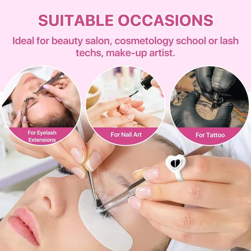 Miniatura 6 de Pretty memory - Anillos de pegamento para extensiones de pestañas, 100 unidades, anillos de pestañas inteligentes, con forma de corazón, soporte