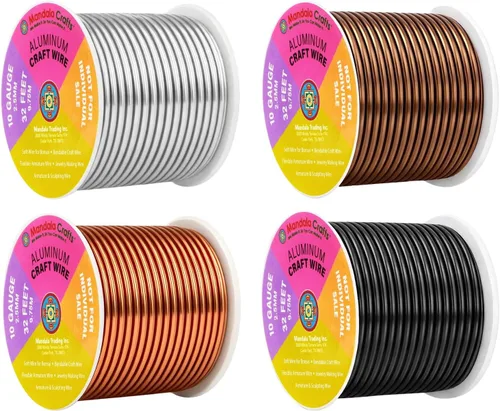 Miniatura 54 de Mandala Crafts - Alambre de aluminio anodizado de 8 calibre para hacer joyas - 9.75 m de alambre flexible negro colorido - Flexible para bonsái