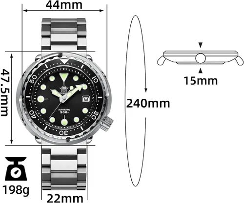 Miniatura 2 de ADDIESDIVE Relojes de buceo para hombre 1.870 in reloj de pulsera automático Nh35 impermeable 300 M luminiscente Chromalight Dial My-H5