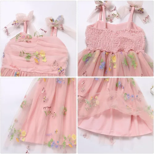 Miniatura 19 de IMEKIS Vestido de princesa de cumpleaños para niña pequeña, confeti brillante, bohemio, arco iris, pastel, sesión de fotos, traje para 1-6T