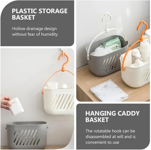 Miniatura 8 de DOITOOL Organizador de 2 cestas de almacenamiento colgantes de cocina con gancho giratorio versátil de plástico para ducha y soporte de cocina