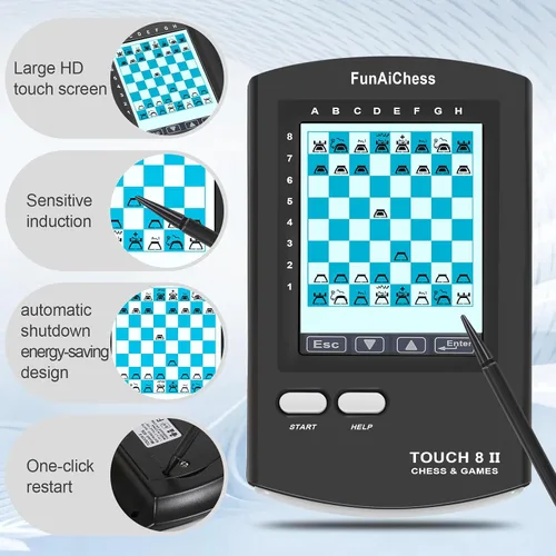 Miniatura 7 de Tablero de Ajedrez Electrónico de Mano 8 en 1 Juego de Computadora de Ajedrez Táctil Ai Chess Up Juego de Ajedrez Electrónico Inteligente