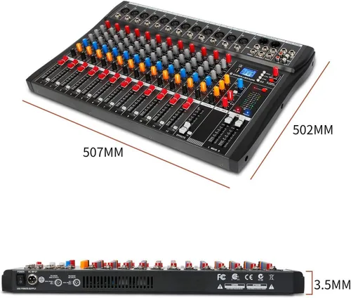 Miniatura 6 de Depensheng DX12 - Interfaz de controlador de sonido DJ con unidad USB para grabación de computadora, mezclador de audio de estudio de 12 canales