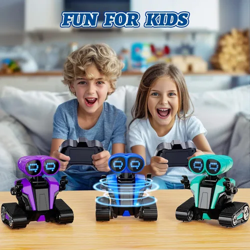 Miniatura 2 de MindPal - Robots juguetes para niños y niñas con demostración automática, robots para niños, robot de control remoto recargable con ojos LED Azul