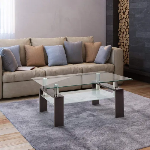 Miniatura 2 de IANIYA El rectángulo negro de la nuez moderó la tabla de centro de cristal moderada de las piernas del tubo del metal Negro Nuez (Black Walnut)