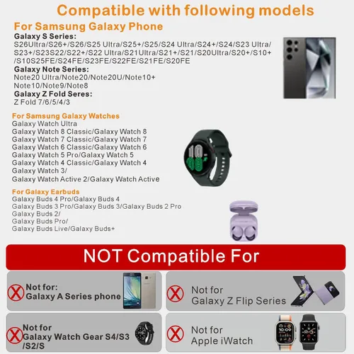 Miniatura 2 de Estación de carga inalámbrica para Samsung, soporte de cargador inalámbrico 3 en 1 para Samsung Galaxy S26 Ultra S25 S24 Ultra S23 S22 Note 20 Z