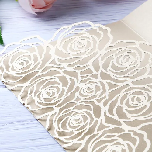 Miniatura 6 de Página interior personalizada, cortada con láser, bolsillo para tarjetas de invitaciones de boda con sobre para fiesta de cumpleaños, invitación