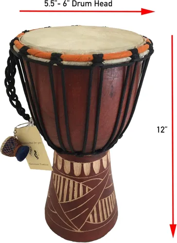 Miniatura 2 de JIVE Brand Djembe - Tambor de madera africana Bongo Congo de calidad profesional con base pesada/incluye llavero de tambor
