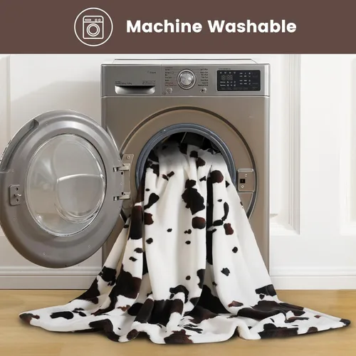 Miniatura 7 de Cozy Bliss Manta mullida con estampado de vaca para sofá, manta gruesa, suave y cálida de forro polar que no desprende para decoración occidental