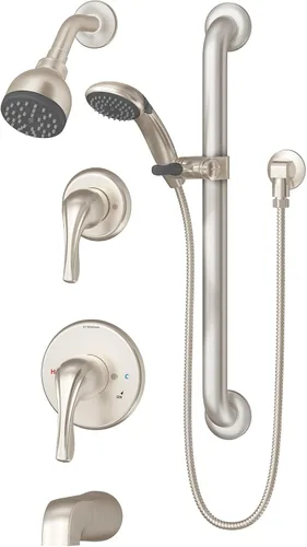 Miniatura 5 de Symmons 9606-PLR-1.5-TRM Origins - Bañera de 2 manijas y 1 regadera con 1 rociador de ducha de mano en cromo pulido (válvulas no incluidas)