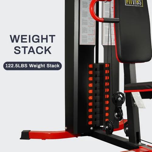 Miniatura 4 de Fitvids Home Gym Equipment, Multifunctional Full Body Workout Weight Machine Station with Weight Stack, All in One Exercise Equipment with Pulley