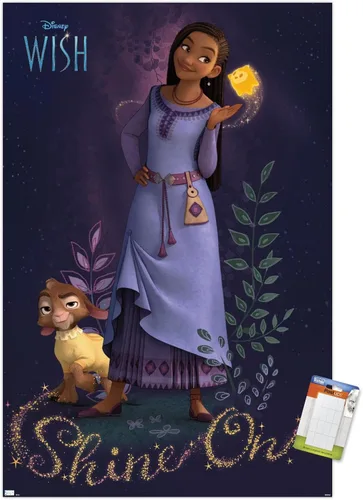 Miniatura 11 de Trends International Disney Wish - Póster de pared Asha, 14.72 x 22.37 pulgadas, versión con marco dorado