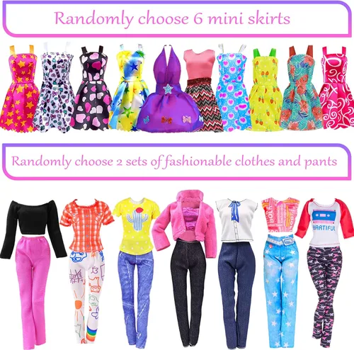 Miniatura 6 de Juego de 139 piezas de muñeca y armario de moda de 11.5 pulgadas: vestido de novia, trajes, zapatos, bolsos, collar, accesorios de calcomanías