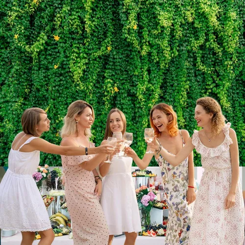 Miniatura 4 de Renaiss Fondo de pared de hojas verdes naturales de 5 x 3 pies, para primavera, césped, boda, fotografía, fondo para recién nacidos, baby shower