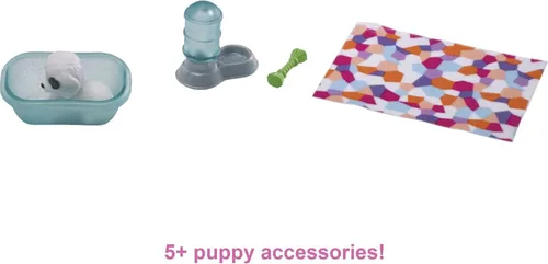 Miniatura 4 de Barbie Mini juego con 2 cachorros de mascotas, caseta para perros y accesorios para mascotas, regalo para niños de 3 a 7 años