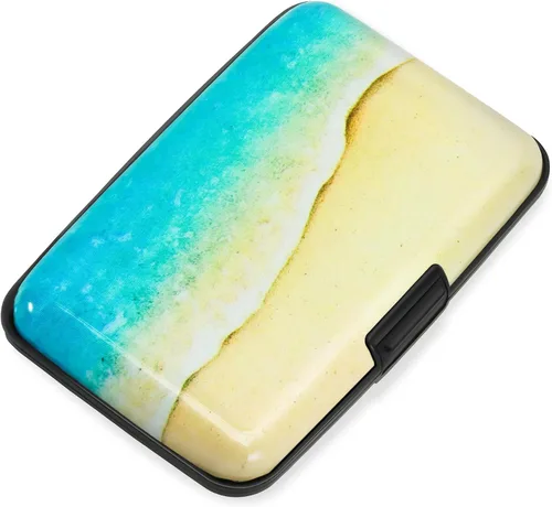 Miniatura 22 de Mayski Soporte para tarjetas de crédito, bloqueo RFID, funda rígida de aleación de aluminio, pequeña cartera de metal para mujeres y hombres