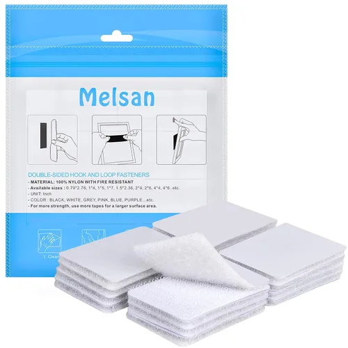 Sujetadores de Velcro Autoadhesivos | 1.5 x 2.4 Pulgadas 16 Juegos | Melsan Tiras de Doble Cara para Colgar en Pared con Cinta Adhesiva de Montaje -