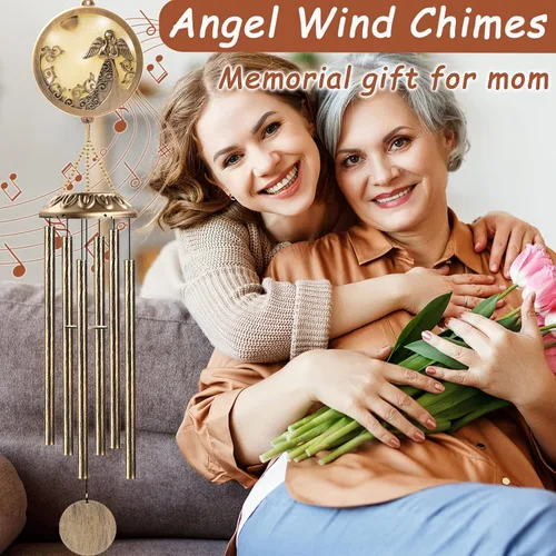 Miniatura 2 de Carillones de Viento, Carillones de Ángel Solar con Tono Profundo, Regalo Conmemorativo para Mamá/Abuela/Mujeres, Campanillas de Viento al Aire