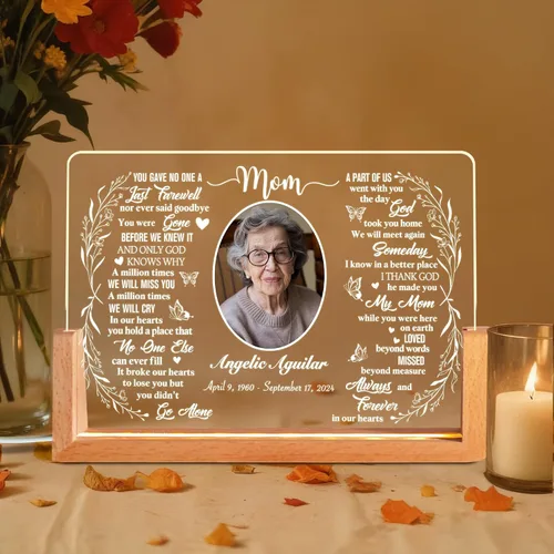 Miniatura 14 de Placa de luz conmemorativa personalizada con foto, regalo de condolencias personalizado por la pérdida de mamá, papá o ser querido, recuerdo