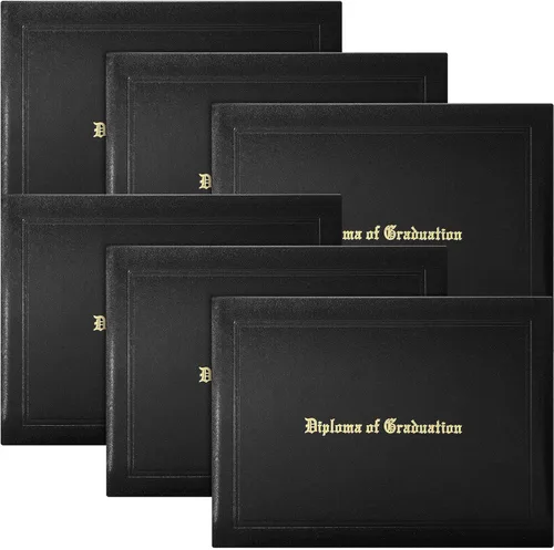 Paquete de 6 fundas de diploma de graduación de 8.5 x 11 pulgadas, cubiertas impresas para certificados de cuero sintético para escuela secundaria,