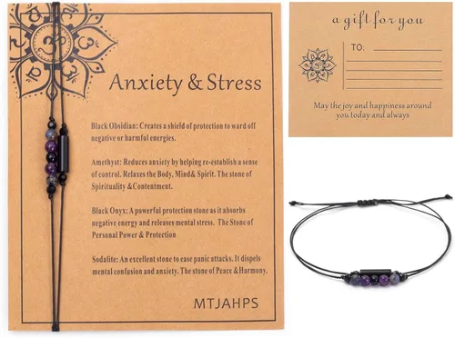 Miniatura 13 de Pulsera de protección, protección empática, cristales de obsidiana negra y pulsera de piedras curativas para mujeres, suerte, ansiedad y pulsera