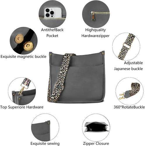 Miniatura 9 de KOGTLA Bolsos cruzados de cuero Hobo con correa de guitarra para mujer