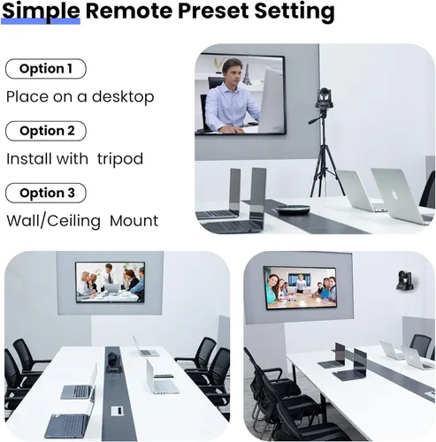 Miniatura 8 de TONGVEO Cámara Web Inalámbrica de 5.8GHz para Sala de Conferencias, Cámara PTZ USB 1080P 60fps de 3X para Transmisión en Vivo de la Iglesia
