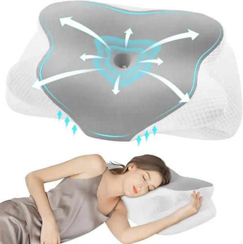 Miniatura 10 de DONAMA - Almohada cervical para dormir, almohada de espuma viscoelástica contorneada para soporte de cuello y hombros, almohada ergonómica