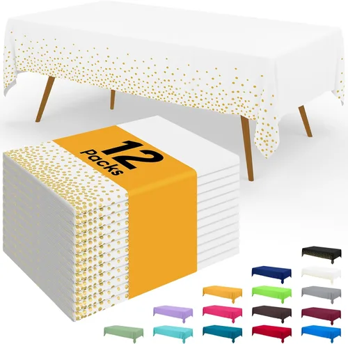 Miniatura 16 de Smiry - Juego de 6 manteles desechables, 54 x 78 pulgadas, manteles impermeables rectangulares para fiestas, cubierta de mesa de plástico